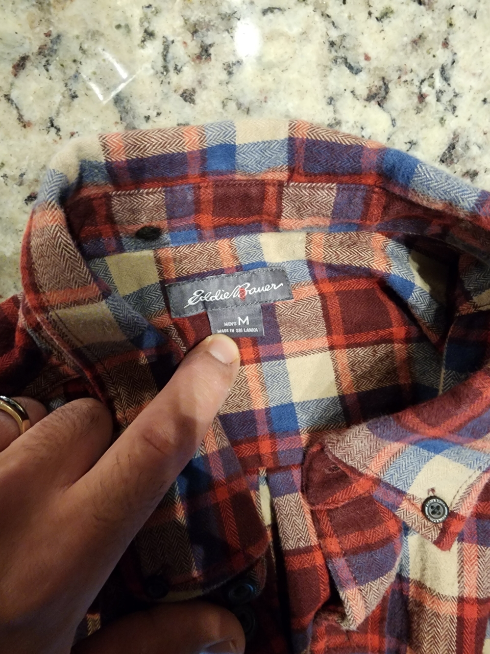 Eddie Bauer Red, Blue & Cream Flannel Shirt
